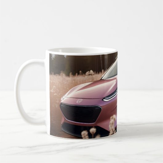 Geschenk für die Ehefrau eines rosa EV-Autos im Tr Kaffeetasse (Links)