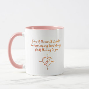 Geschenk für die Fernbeziehung Herz Kompass Tasse