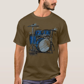 Geschenk für Drummer Zeichnend Trommeln T-Shirt