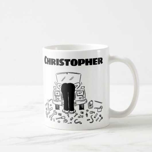 Geschenk für einen Automechaniker mit Name Kaffeem Kaffeetasse (Rechts)