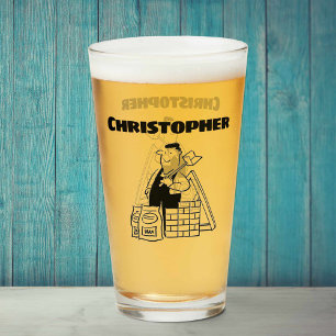 Geschenk für einen Bauunternehmer mit seinem Namen Glas