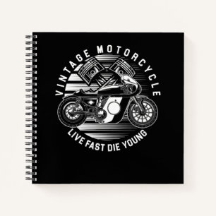 Geschenk für einen Biker zum Vintage-Motorradrenne Notizblock