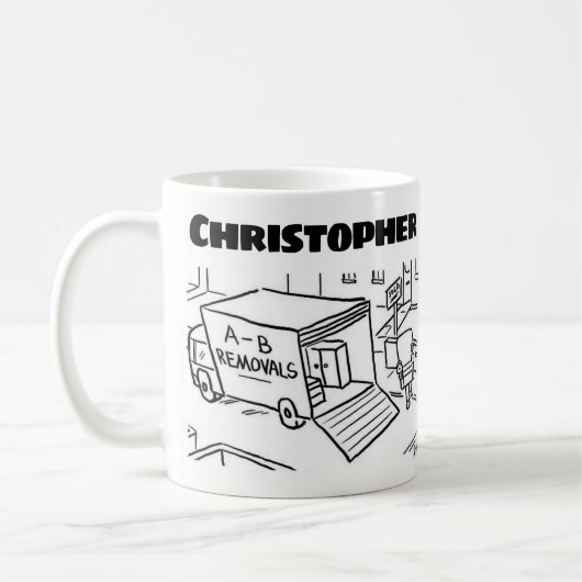Geschenk für einen Entfernungsmann mit Namen Kaffeetasse (Links)