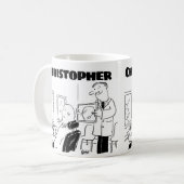 Geschenk für einen Friseur oder Friseur mit zusätz Kaffeetasse (Vorderseite Links)