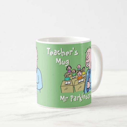 Geschenk für einen weißen männlichen Lehrer. Gesch Kaffeetasse (VorderseiteRechts)