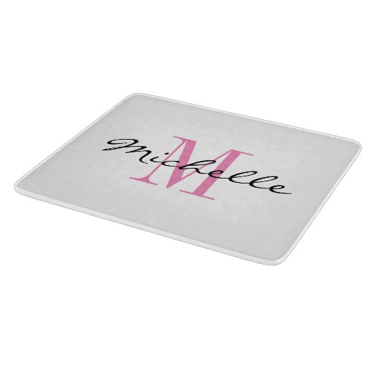 Geschenk für Frauen in Monogramm Glasschneidebrett Schneidebrett (Ecke)