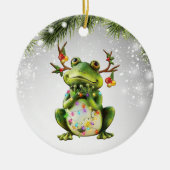 Geschenk für Froschfräsen Blume Grüner Zielpunkt Keramik Ornament (Vorne)