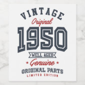 Geschenk für Geboren im Jahr 1950 Weinetikett (Einzelnes Label)