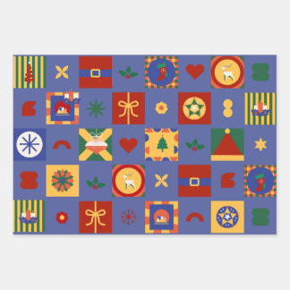 Geschenk für geometrische Weihnachtsmuster Geschenkpapier Set