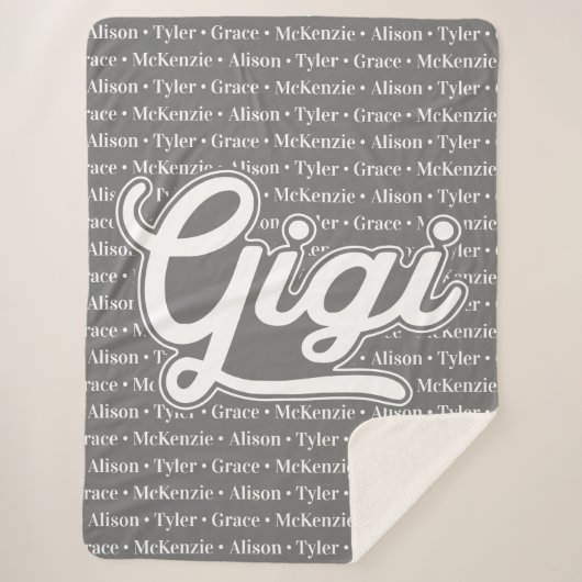 Geschenk für Gigi mit Kindernamen Sherpadecke (Vorderseite)