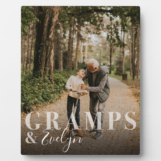 Geschenk für Gramps & Grandchild Foto Keepake Fotoplatte (Vorderseite)