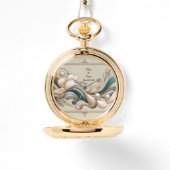Geschenk für Groom Gold Pocket Watch Pearl Coast E Armbanduhr (Vorderseite)