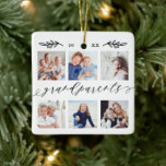Geschenk für Großeltern Großkinder FotoCollage Keramikornament<br><div class="desc">Schicken Sie Ihren Großeltern ein personalisiertes Geschenk, das sie für immer lieben werden. Spezielle personalisierte Enkel Foto Collage Ornament zur Anzeige Ihrer eigenen speziellen Fotos und Erinnerungen Familie. Unser Design zeichnet sich durch ein einfaches 6-Foto-Collage Grid-Design mit "Großeltern" aus, das in einem schönen, handgeschriebenen schwarzen Skriptstil entworfen wurde. Passen Sie...</div>