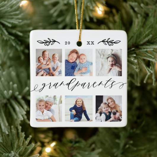 Geschenk für Großeltern Großkinder FotoCollage Keramikornament (Baum)