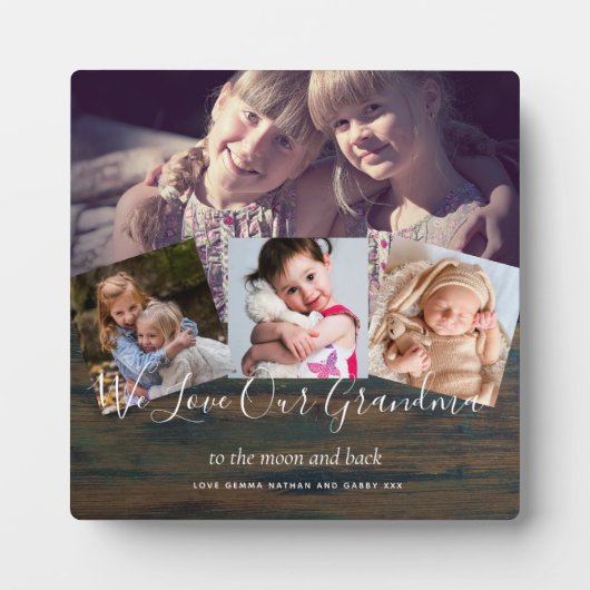 Geschenk für Großmutter Opa FotoCollage Großeltern Fotoplatte (Vorderseite)