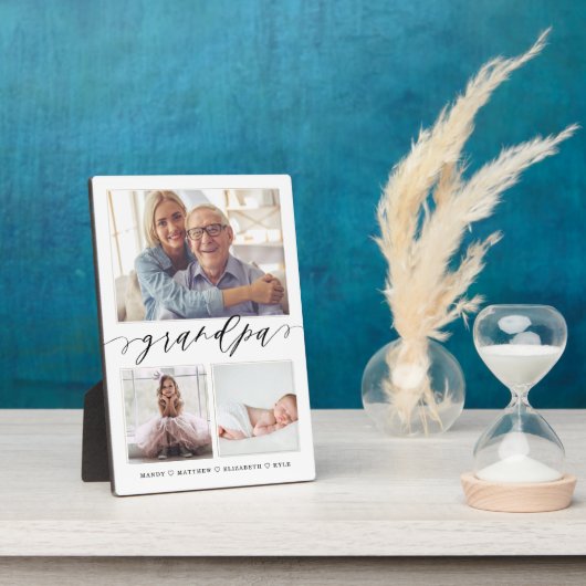 Geschenk für Großvater | Enkelkinder 3 FotoCollage Fotoplatte (Seite)