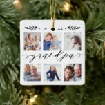 Geschenk für Großvater | Entenkinder - FotoCollage Keramikornament<br><div class="desc">Schicke deinem Großvater ein wunderschönes personalisiertes Geschenk, das er für immer schätzen wird. Spezielle personalisierte Enkel Foto Collage Ornament zur Anzeige Ihrer eigenen speziellen Fotos und Erinnerungen Familie. Unser Design zeichnet sich durch ein einfaches 6-Foto-Collage Grid-Design mit "Opa" aus, das in einem schönen, handgeschriebenen schwarzen Skriptstil entworfen wurde. Das Jahr...</div>