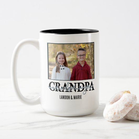 Geschenk für Großvater | Opa Wir Liebe Sie Kinder Zweifarbige Tasse (Mit Donut)