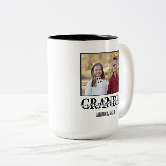 Geschenk für Großvater | Opa Wir Liebe Sie Kinder Zweifarbige Tasse (VorderseiteRechts)