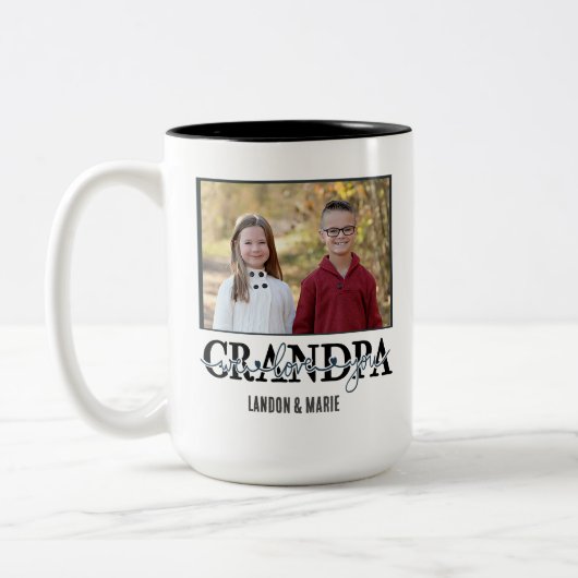 Geschenk für Großvater | Opa Wir Liebe Sie Kinder Zweifarbige Tasse (Links)