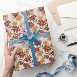 Geschenk für Herbst-Orange- und Maroon-Blume Geschenkpapier