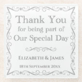 Geschenk für Hochzeitsgäste Glasuntersetzer (Vorderseite)