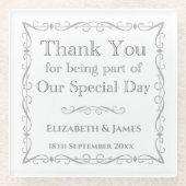 Geschenk für Hochzeitsgäste Glasuntersetzer (Vorderseite)