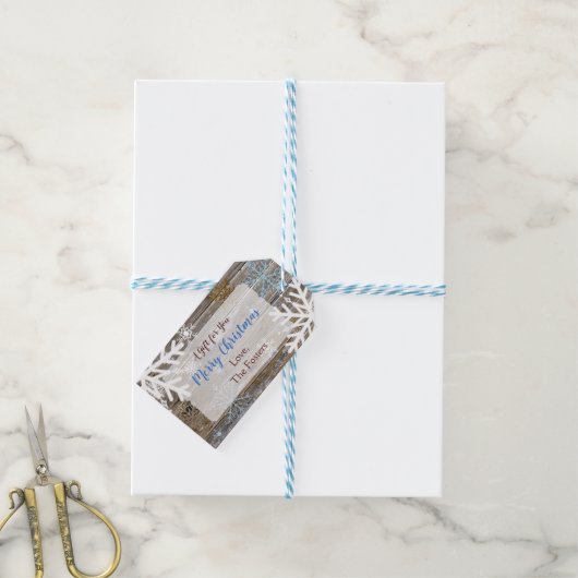 Geschenk für Holz und Schneeflocken Geschenkanhänger (Mit Garn)