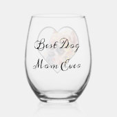 Geschenk für Hunde liebende Mama Vater Foto Name Weinglas Ohne Stiel (Rückseite)