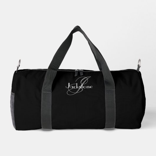 Geschenk für ihn Moderne Chic Monogram Classic Bla Duffle Bag (Rückseite)
