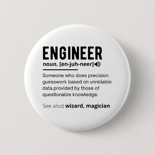 Geschenk für Ingenieurdefinitionen Button (Vorderseite)