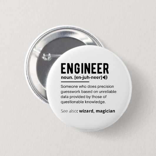 Geschenk für Ingenieurdefinitionen Button (Vorne & Hinten)