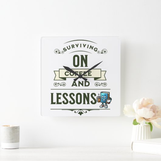 Geschenk für Kaffeeliebte Lehrer Quadratische Wanduhr (Zuhause)