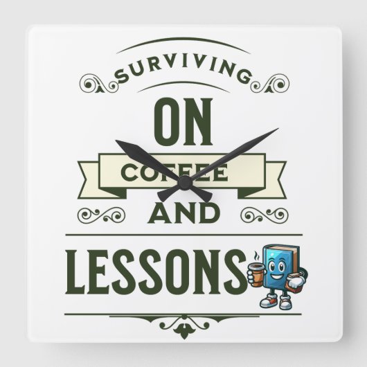 Geschenk für Kaffeeliebte Lehrer Quadratische Wanduhr (Vorderseite)