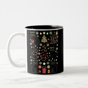 Geschenk für Katzenliebhaber zu Weihnachten für Ka Zweifarbige Tasse
