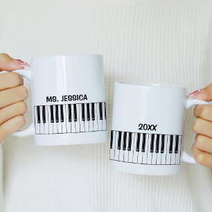 Geschenk für Klavierlehrer Klaviertasten Kaffee Tasse