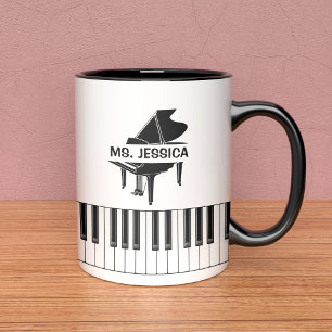 Geschenk für Klavierlehrer Schwarz und Weiß Tasse