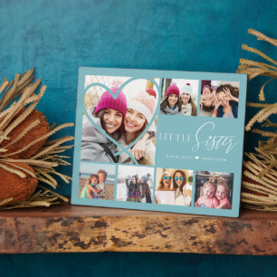 Geschenk für kleine Schwester 7 Foto Collage Herz  Fotoplatte
