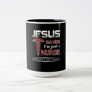 Geschenk für Krankenschwester | Jesus Rette, dass Zweifarbige Tasse