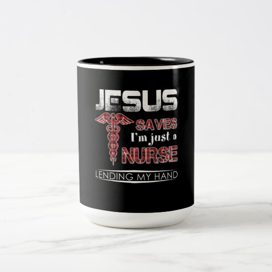 Geschenk für Krankenschwester | Jesus Rette, dass Zweifarbige Tasse (Mittel)