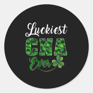 Geschenk für Krankenschwester Luckiest CNA je Nu Runder Aufkleber