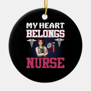 Geschenk für Krankenschwester Mein Herz gehört d Keramik Ornament