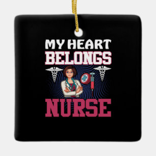 Geschenk für Krankenschwester Mein Herz gehört d Keramikornament