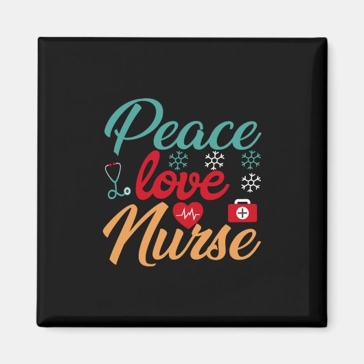 Geschenk für Krankenschwester | Peace Liebe Nurse Magnet (Vorne)