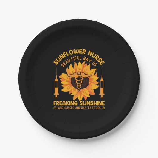 Geschenk für Krankenschwester | Sonnenblumengarten Pappteller (Vorderseite)