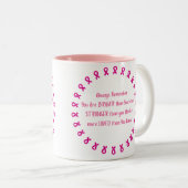 Geschenk für Krebspatienten-tapfer, stark und geli Zweifarbige Tasse (VorderseiteRechts)