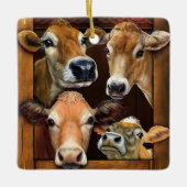 Geschenk für Kuh Lover Xmas Funny Beef Rind Bauer Keramikornament (Vorderseite)