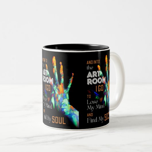 Geschenk für Künstler, in den Kunstraum I Go Zweifarbige Tasse (VorderseiteRechts)