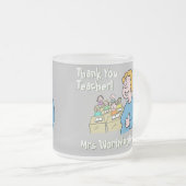 Geschenk für Lehrer. Danke an eine weibliche Lehre Mattglastasse (VorderseiteRechts)