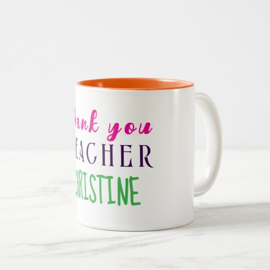 Geschenk für Lehrer, Personalisiert danke Zweifarbige Tasse (VorderseiteRechts)